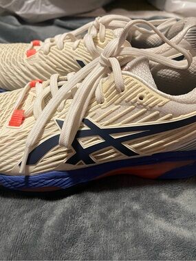 Asics Womens Solution Speed FF 2 Athletic Shoes White/Blue 1042A136 Sz 7.5